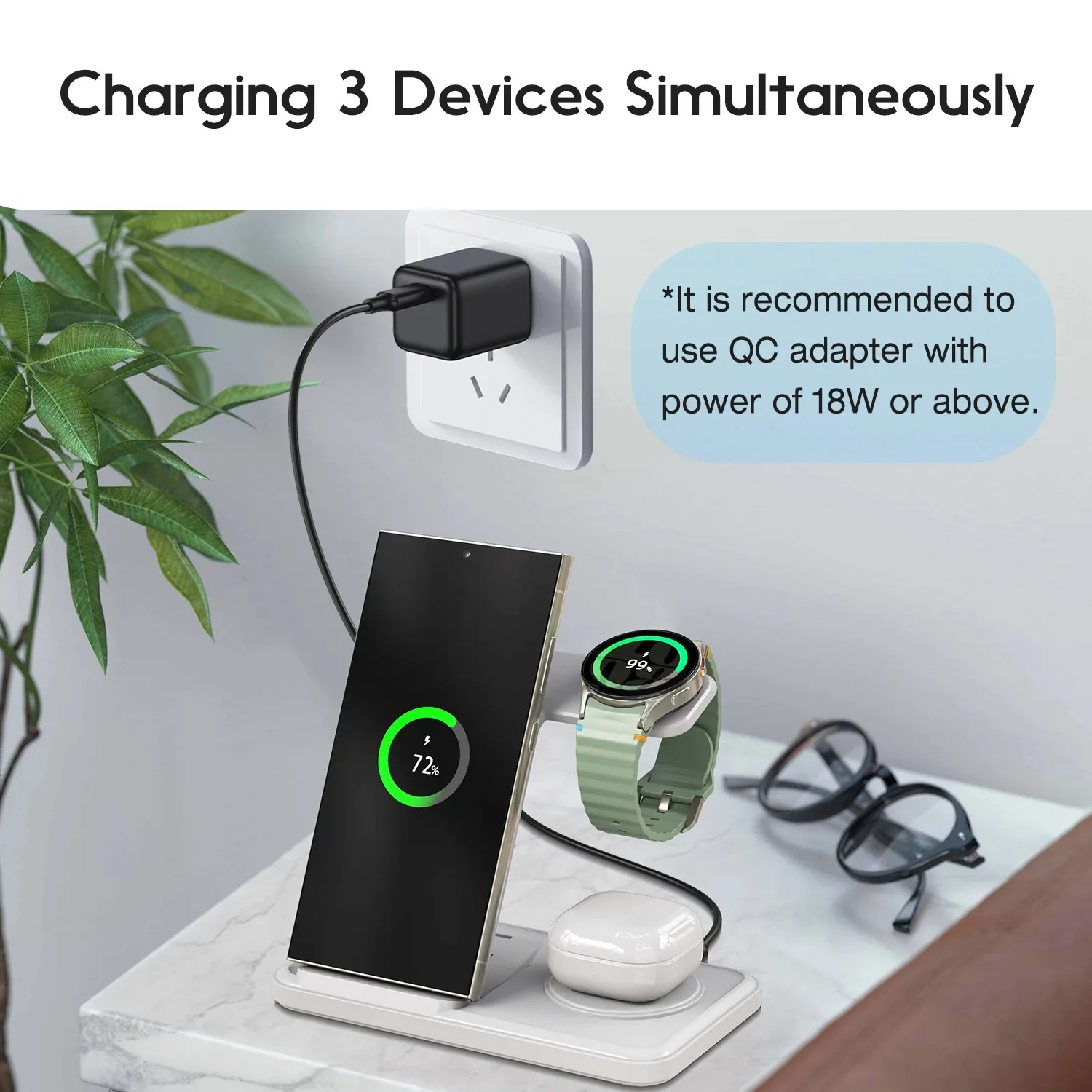 Desktop 3-in-1 Wireless Charge - مراجعة Smartwatch Ac وسعره