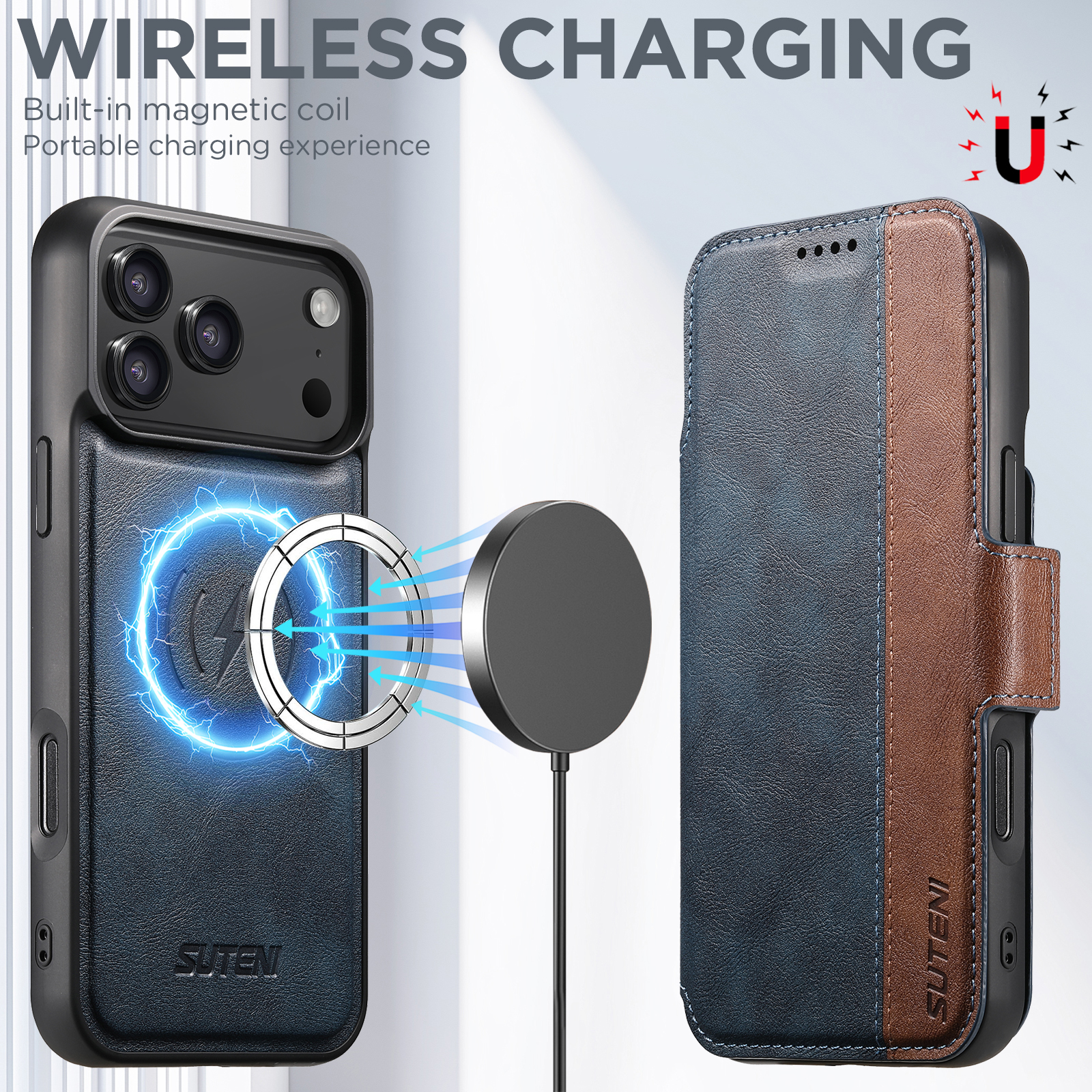 SUTENI Faux Leather Wireless C - مراجعة Magnetic Charging Stand وسعره