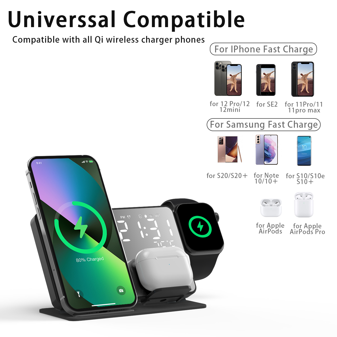 3 in 1 Wireless Charger For iP - مراجعة Smartwatch Ac وسعره