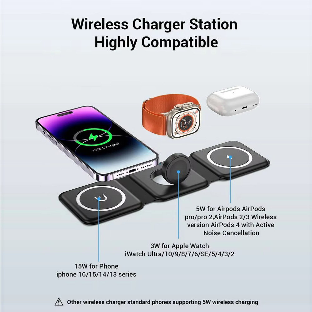 3-in-1 Magnetic Folding Wirele - مراجعة Smartwatch Ac وسعره