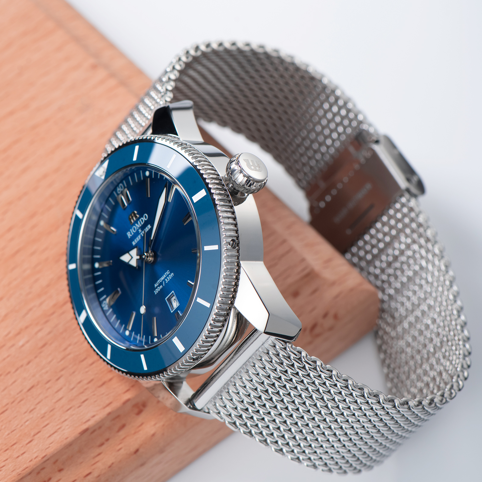 RIOMDO&RF Luxury Brand Men's A - مراجعة Stainless Mesh Band وسعره