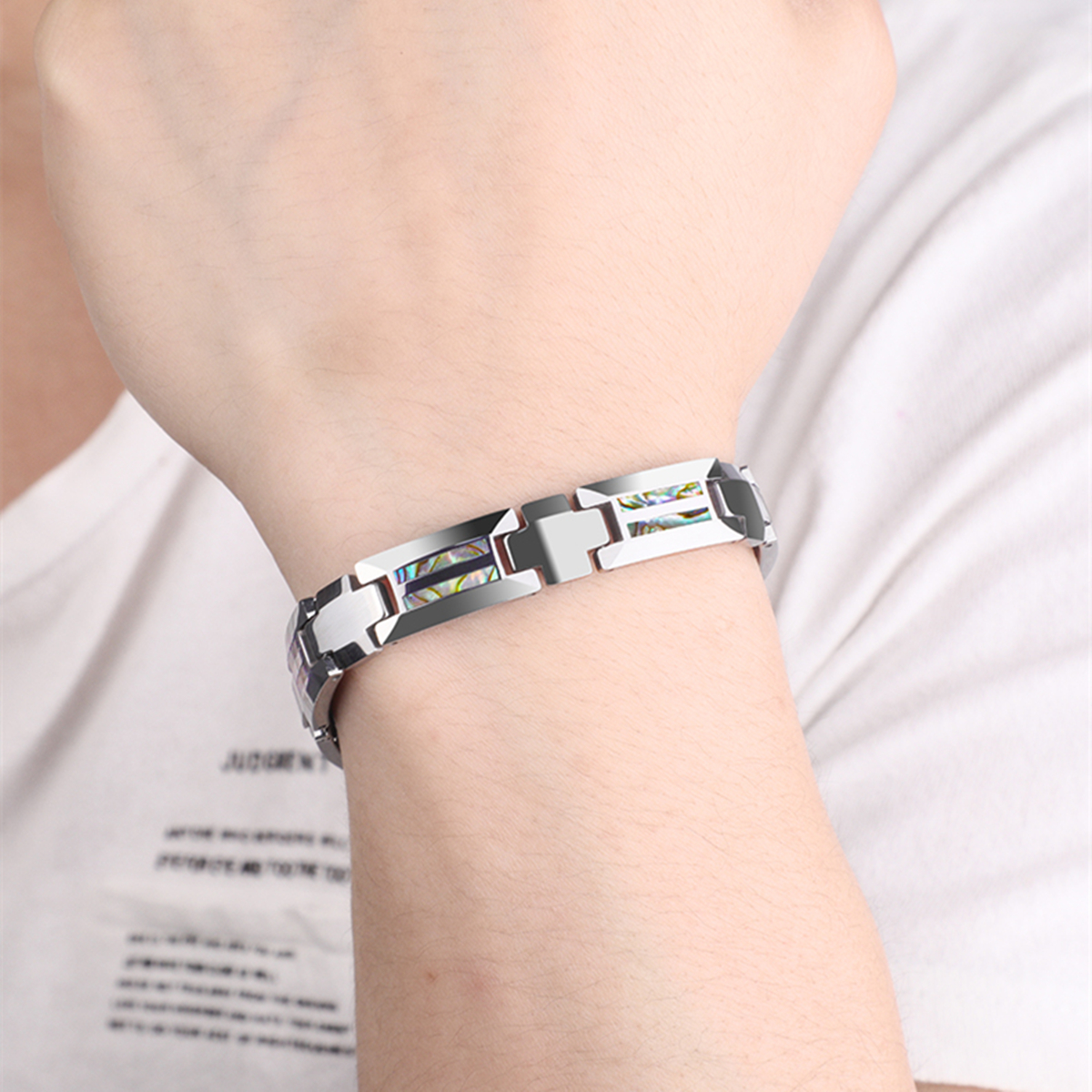 Abalone Shell Tungsten Steel B - مراجعة Ceramic Link Bracelet وسعره
