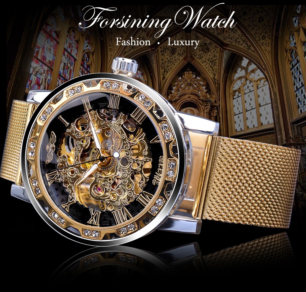 Forsining Men's Skeleton Mecha - مراجعة Stainless Mesh Band وسعره