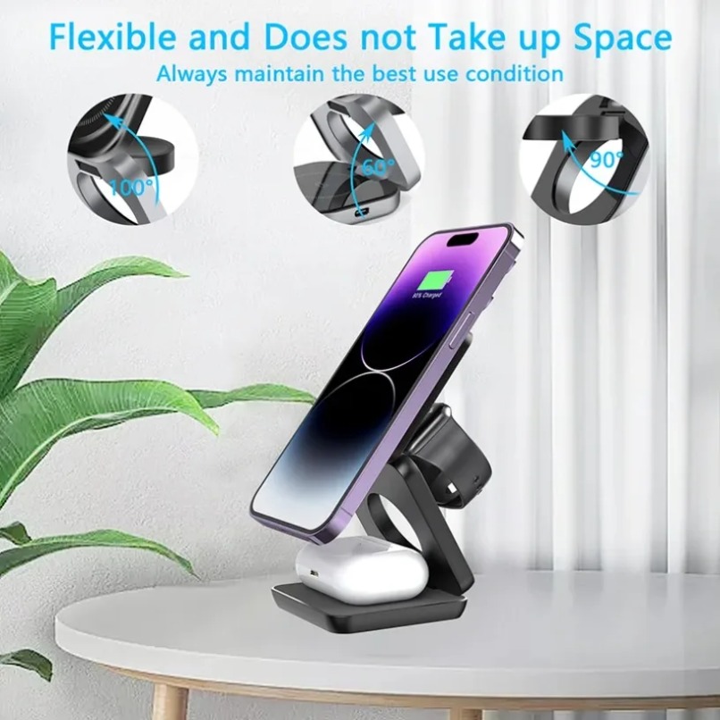 3 in 1 Foldable Magnetic Wirel - مراجعة Smartwatch Ac وسعره
