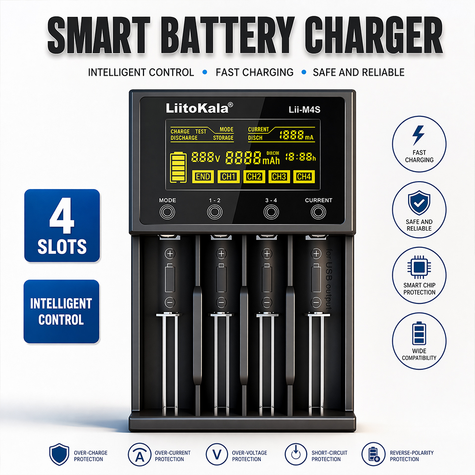 Lii-M4S Smart Touch 4-Slot Bat - مراجعة Smart Accessories وسعره