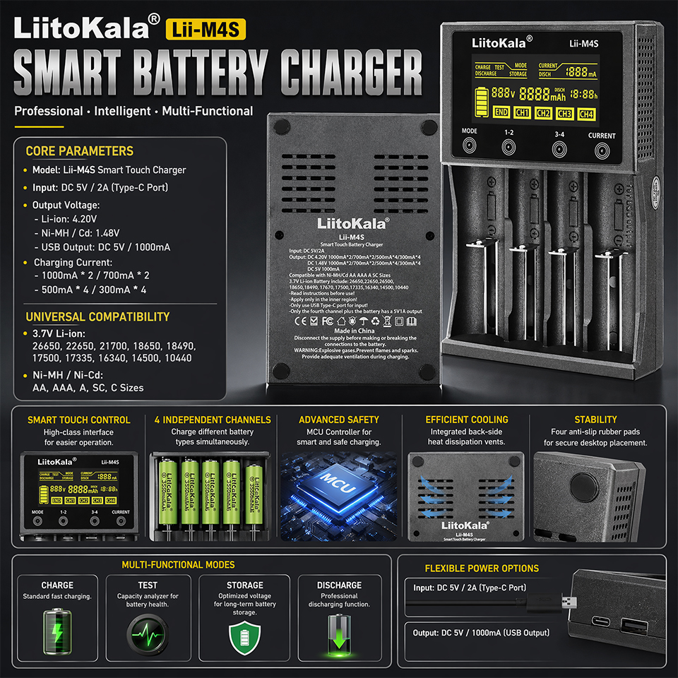 Lii-M4S Smart Touch 4-Slot Bat - مراجعة Smart Accessories وسعره