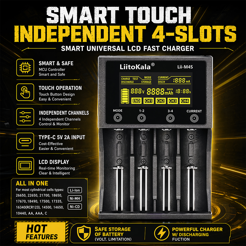 Lii-M4S Smart Touch 4-Slot Bat - مراجعة Smart Accessories وسعره