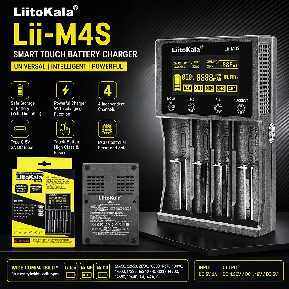 Lii-M4S Smart Touch 4-Slot Bat - مراجعة Smart Accessories وسعره