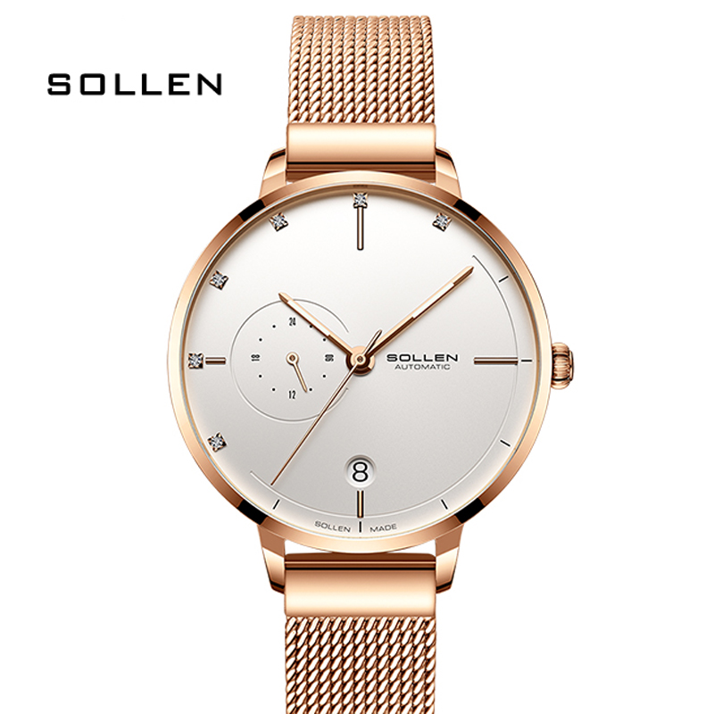 SOLLEN-Automatic Mechanical Wa - مراجعة Stainless Mesh Band وسعره