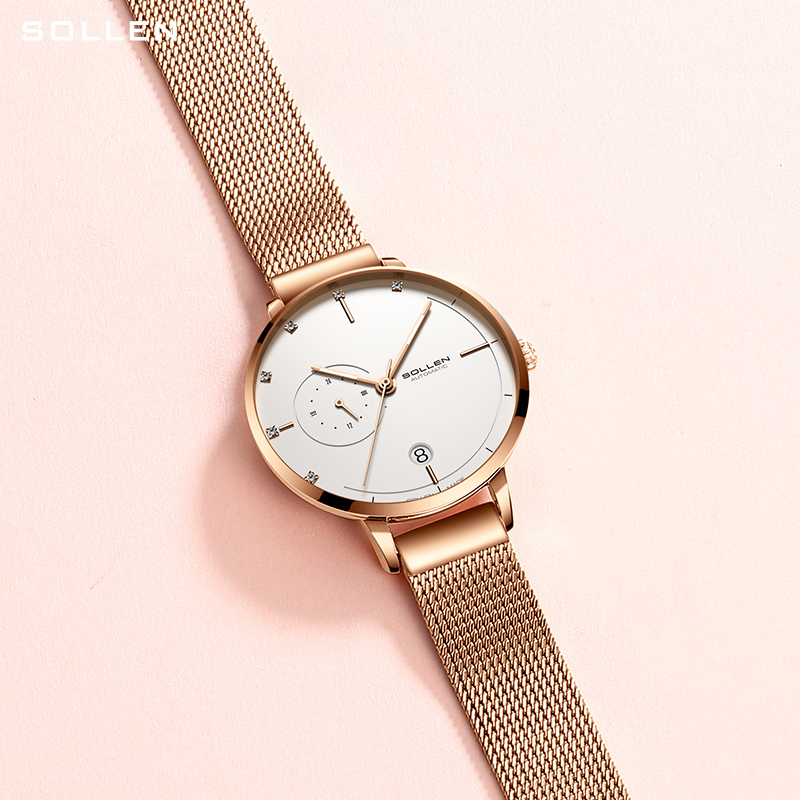 SOLLEN-Automatic Mechanical Wa - مراجعة Stainless Mesh Band وسعره