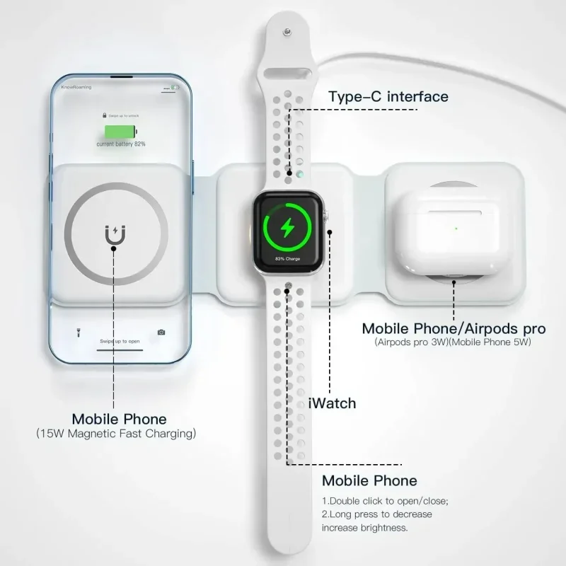 3 in 1 Portable Magnetic Wirel - مراجعة Smartwatch Ac وسعره