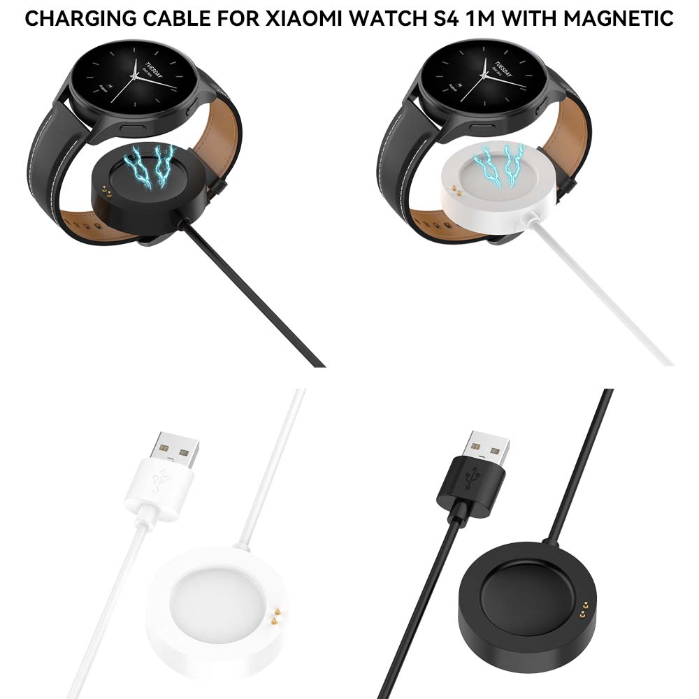White Charger Cable For Xiaomi - مراجعة Xiaomi Smartwatch S3 Accessories وسعره